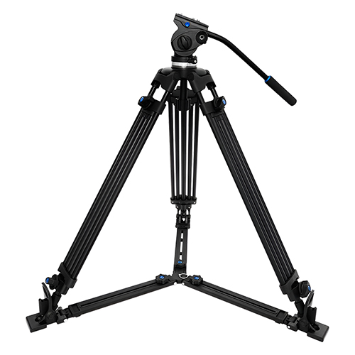 Tripod Camcorder Físe Gairmiúil Dualgas Trom le Ceann Sreabhán