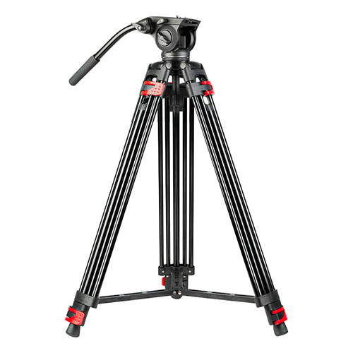 Ceamara Grianghrafadóireachta 1.8m Tripod Físeáin Ceamara Cóimhiotal Alúmanam Dualgas Trom Gairmiúil le Ceann Maolaithe Sreabhán Lánléargais
